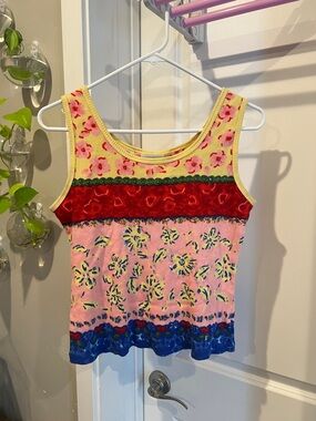 Pierre Cardin Pink, Yellow & Blue Floral Knit Tank